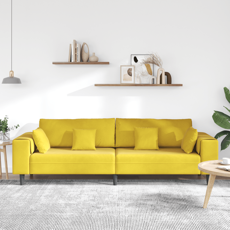 Casa si Gradina - Mobilier - Canapele si coltare - Canapele - Canapea din catifea cu perna cu perna Galben 210 cm Catifea - Infinity.ro