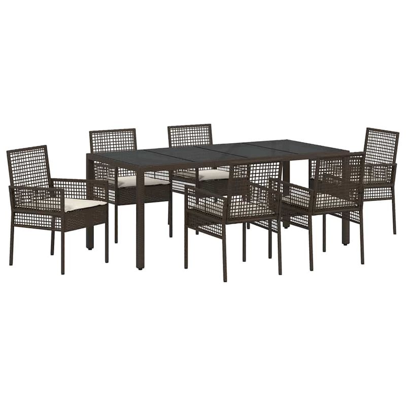 Casa si Gradina - Gradina si terasa - Mobilier exterior - Scaune si sezlonguri gradina - Set de masa pentru gradina 7 pcs Maro 190 x 90 x 75 cm - Infinity.ro
