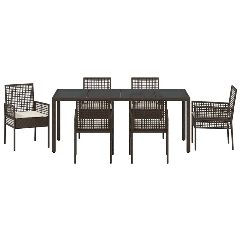 Casa si Gradina - Gradina si terasa - Mobilier exterior - Scaune si sezlonguri gradina - Set de masa pentru gradina 7 pcs Maro 190 x 90 x 75 cm - Infinity.ro