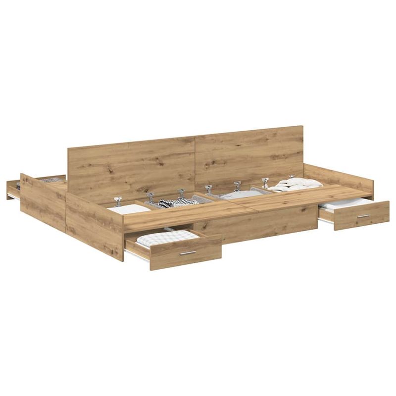 Casa si Gradina - Mobilier - Paturi si accesorii - Paturi - Cadru de pat cu depozitare stejar artizanal 160 x 200 cm - Infinity.ro