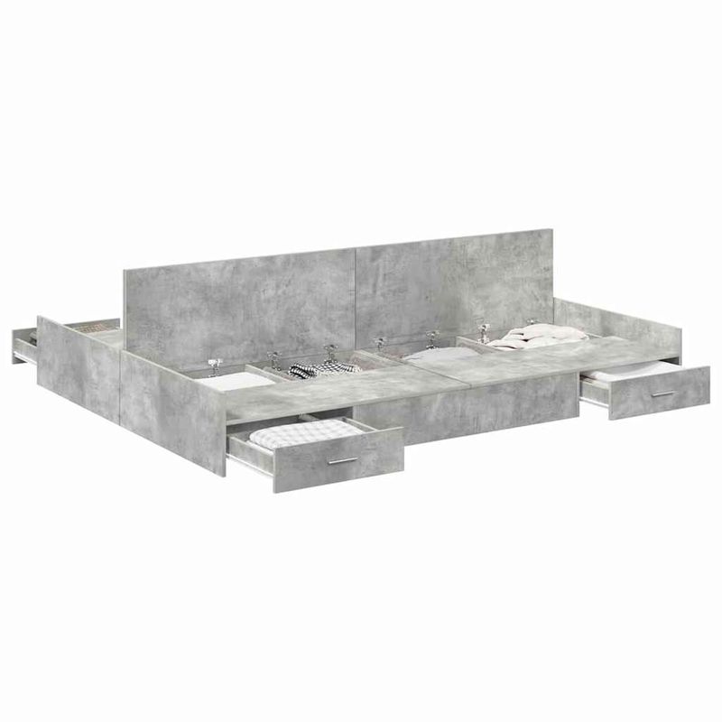 Casa si Gradina - Mobilier - Paturi si accesorii - Paturi - Cadru de pat cu depozitare cu sertar cu headboard cu depozitare Gri beton 140 x 200 cm - Infinity.ro