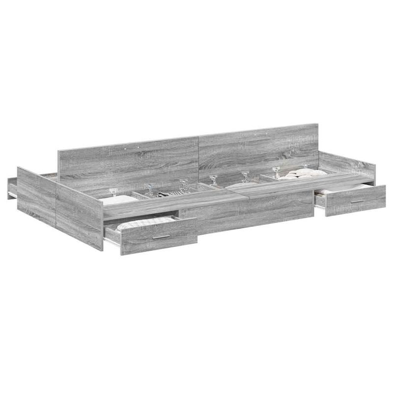 Casa si Gradina - Mobilier - Paturi si accesorii - Paturi - Cadru de pat cu depozitare cu sertar cu headboard sonoma gri 120 x 200 cm - Infinity.ro