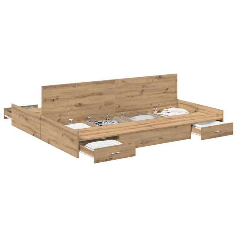 Casa si Gradina - Mobilier - Paturi si accesorii - Paturi - Cadru de pat cu depozitare stejar artizanal 180 x 200 cm - Infinity.ro