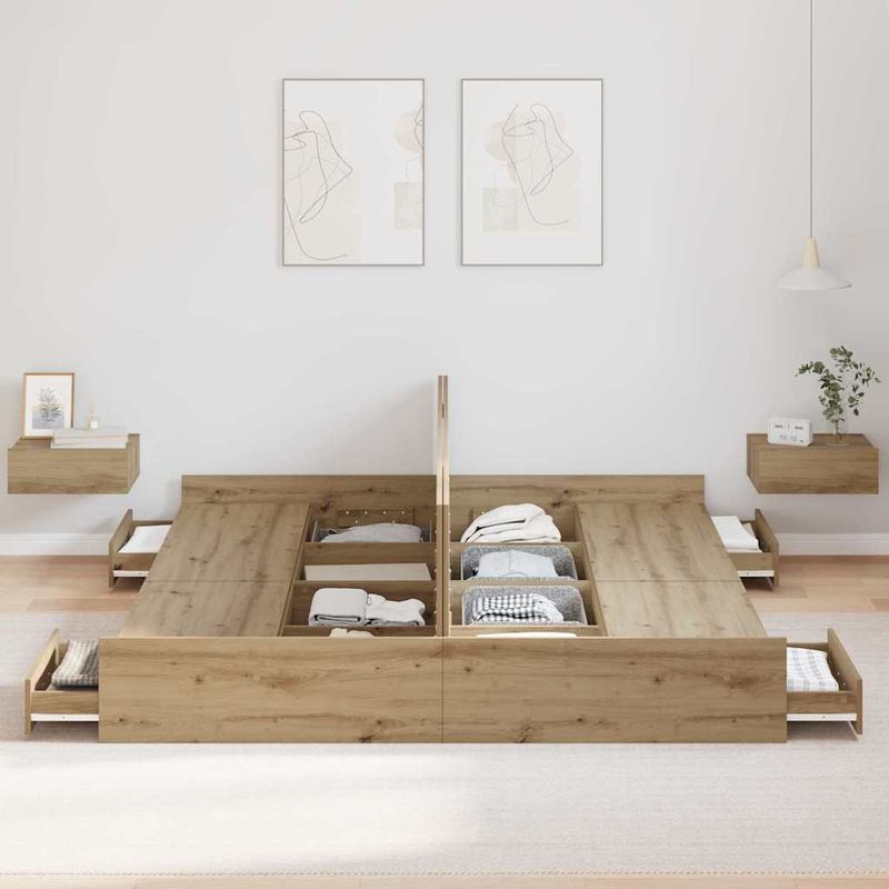 Casa si Gradina - Mobilier - Paturi si accesorii - Paturi - Cadru de pat cu depozitare stejar artizanal 180 x 200 cm - Infinity.ro