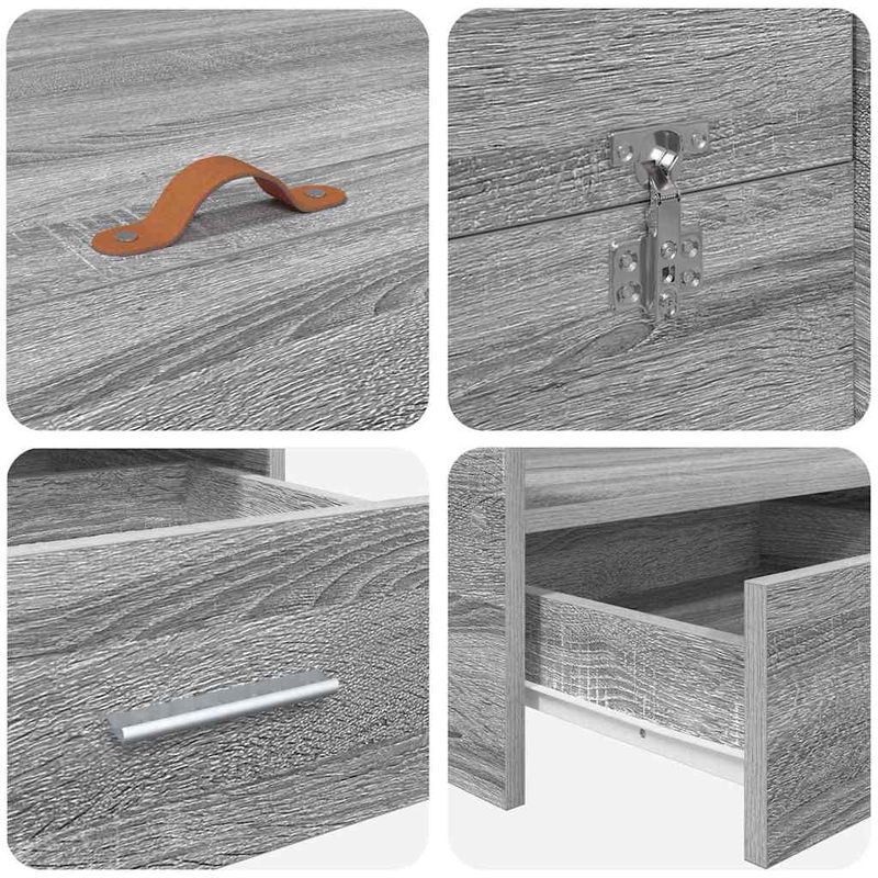 Casa si Gradina - Mobilier - Paturi si accesorii - Paturi - Cadru de pat cu depozitare cu sertar cu headboard sonoma gri 135 x 190 cm - Infinity.ro