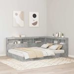 Casa si Gradina - Mobilier - Paturi si accesorii - Paturi - Pat cu biblioteca cu raft 2 pcs Gri beton 160 x 200 cm Melamina - Infinity.ro