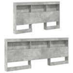 Casa si Gradina - Mobilier - Paturi si accesorii - Paturi - Pat cu biblioteca cu raft 2 pcs Gri beton 160 x 200 cm Melamina - Infinity.ro