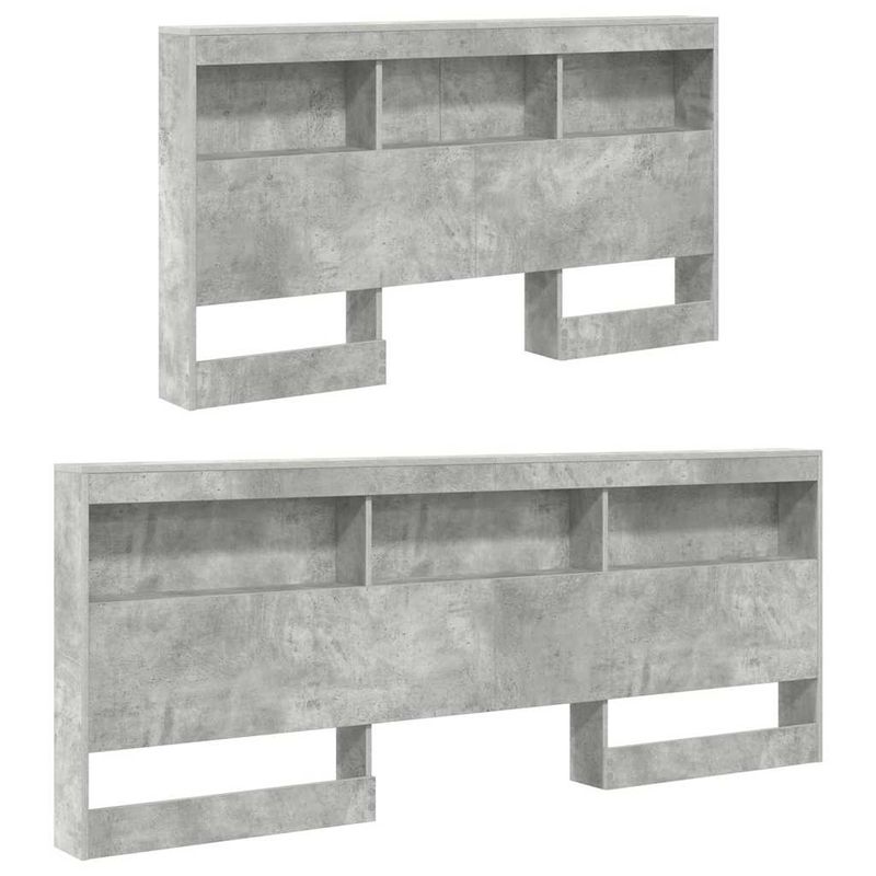 Casa si Gradina - Mobilier - Paturi si accesorii - Paturi - Pat cu biblioteca cu raft 2 pcs Gri beton 160 x 200 cm Melamina - Infinity.ro