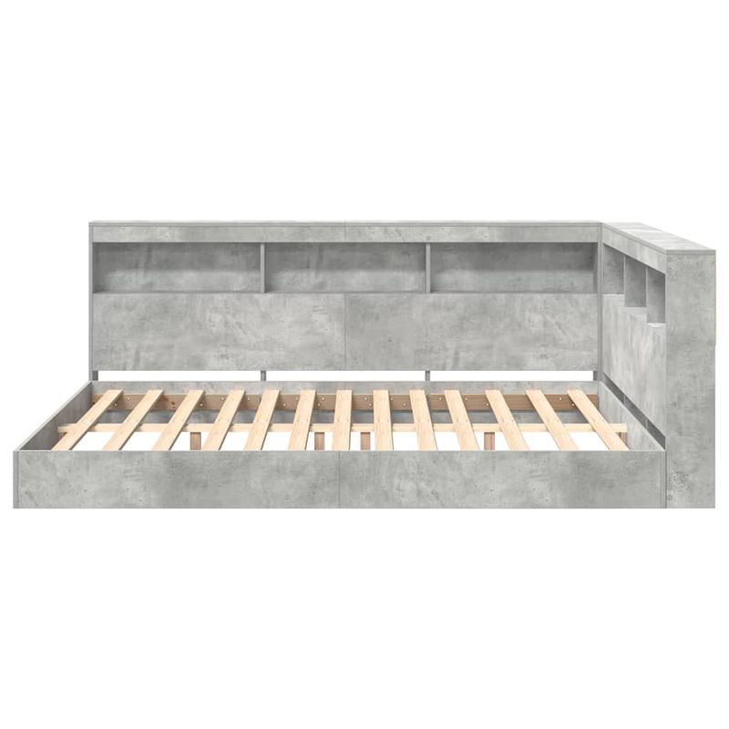 Casa si Gradina - Mobilier - Paturi si accesorii - Paturi - Pat cu biblioteca cu raft 2 pcs Gri beton 160 x 200 cm Melamina - Infinity.ro