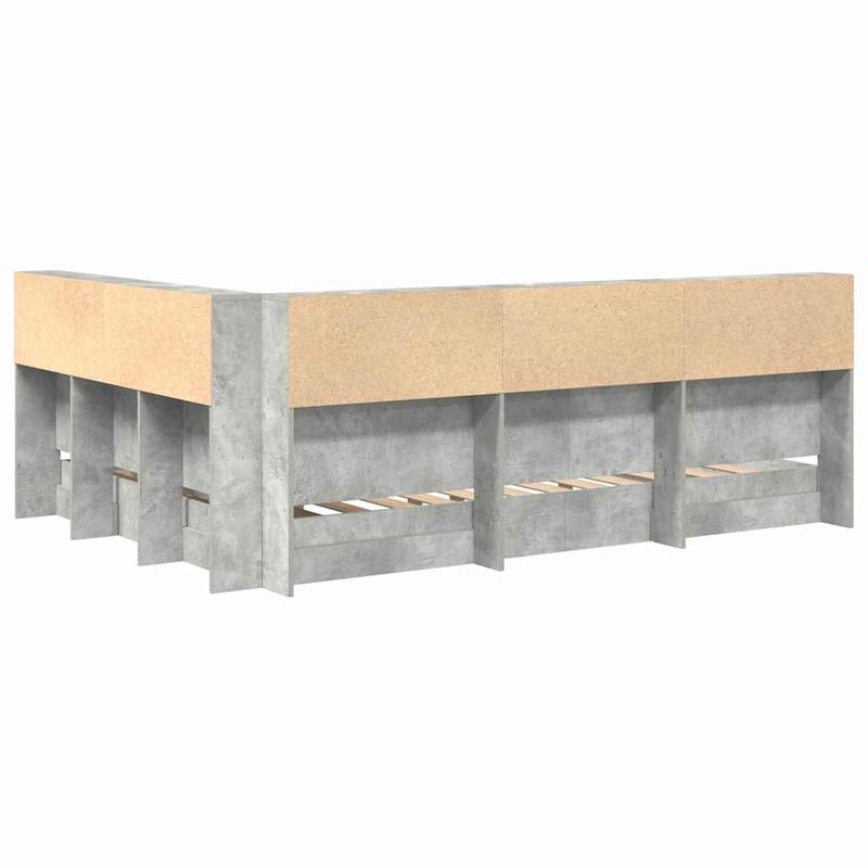 Casa si Gradina - Mobilier - Paturi si accesorii - Paturi - Pat cu biblioteca cu raft 2 pcs Gri beton 160 x 200 cm Melamina - Infinity.ro