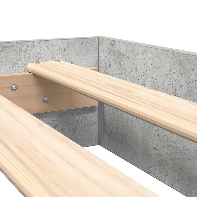 Casa si Gradina - Mobilier - Paturi si accesorii - Paturi - Pat cu biblioteca cu raft 2 pcs Gri beton 160 x 200 cm Melamina - Infinity.ro