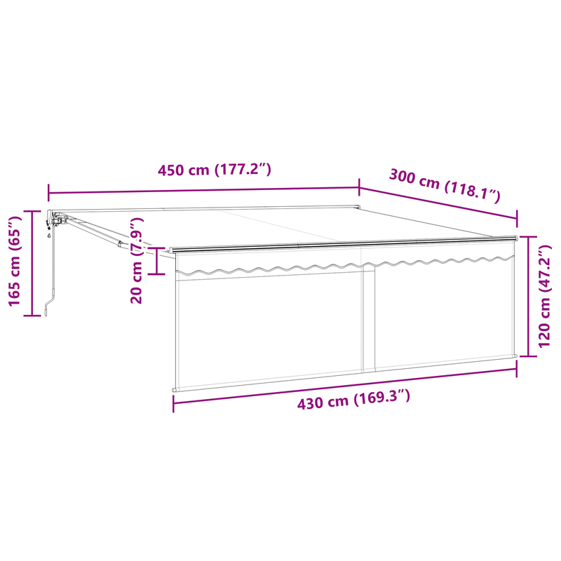 Casa si Gradina - Gradina si terasa - Umbrele si pavilioane - Pavilioane - Cortina Retractabila Manual Antracit Gri 450 × 300 cm - Infinity.ro