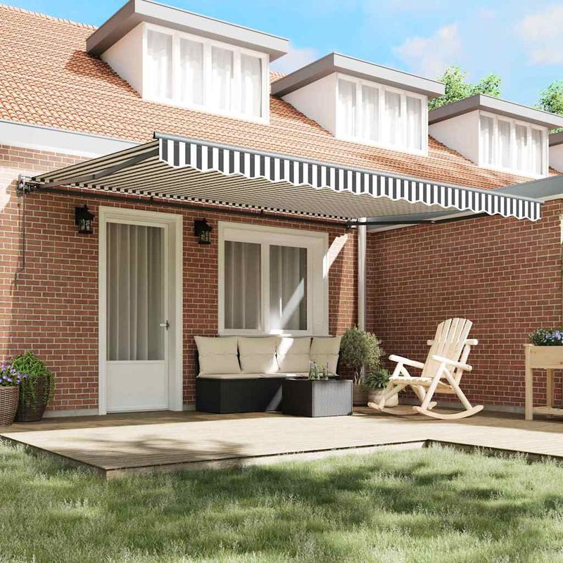 Casa si Gradina - Gradina si terasa - Umbrele si pavilioane - Pavilioane - Cortina Retractabila Manual Antracit si Alb 450x300 cm - Infinity.ro