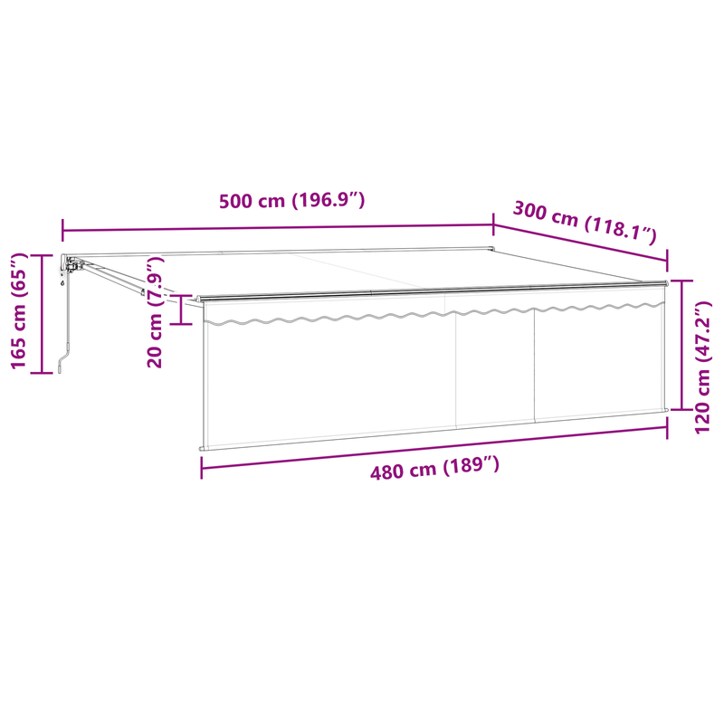 Casa si Gradina - Gradina si terasa - Umbrele si pavilioane - Pavilioane - Cortina Retractabila Manual Antracit Gri 500 × 300 cm - Infinity.ro