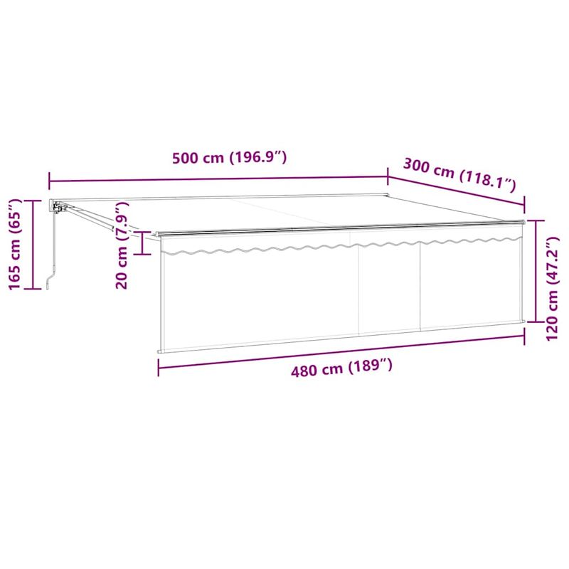 Casa si Gradina - Gradina si terasa - Umbrele si pavilioane - Pavilioane - Cortina Retractabila Manual Antracit Gri 500 × 300 cm - Infinity.ro