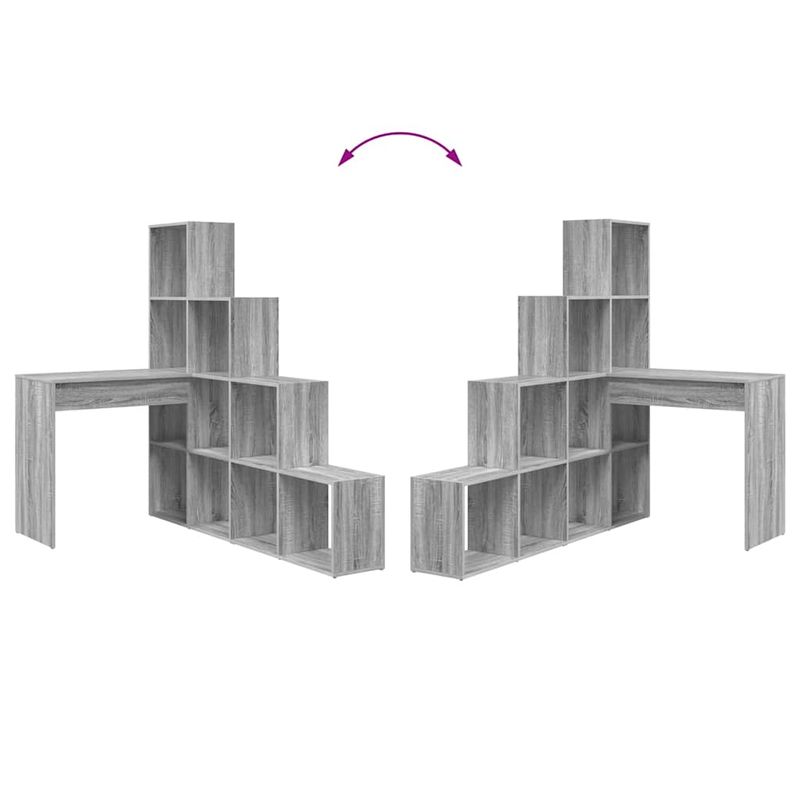 Casa si Gradina - Mobilier - Mese si birouri - Birouri - Birou de colt cu raft cu depozitare sonoma gri 101.5 x 149.5 x 149.5 cm - Infinity.ro