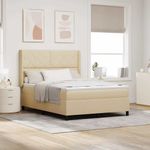 Casa si Gradina - Mobilier - Paturi si accesorii - Paturi - Pat cu arcuri cu lumini cu banda LED cu headboard Crem 140 x 190 cm Tesatura - Infinity.ro