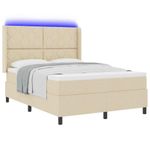 Casa si Gradina - Mobilier - Paturi si accesorii - Paturi - Pat cu arcuri cu lumini cu banda LED cu headboard Crem 140 x 190 cm Tesatura - Infinity.ro
