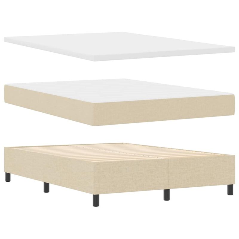 Casa si Gradina - Mobilier - Paturi si accesorii - Paturi - Pat cu arcuri cu lumini cu banda LED cu headboard Crem 140 x 190 cm Tesatura - Infinity.ro