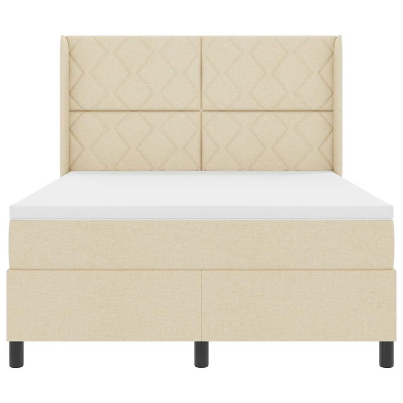 Casa si Gradina - Mobilier - Paturi si accesorii - Paturi - Pat cu arcuri cu lumini cu banda LED cu headboard Crem 140 x 190 cm Tesatura - Infinity.ro