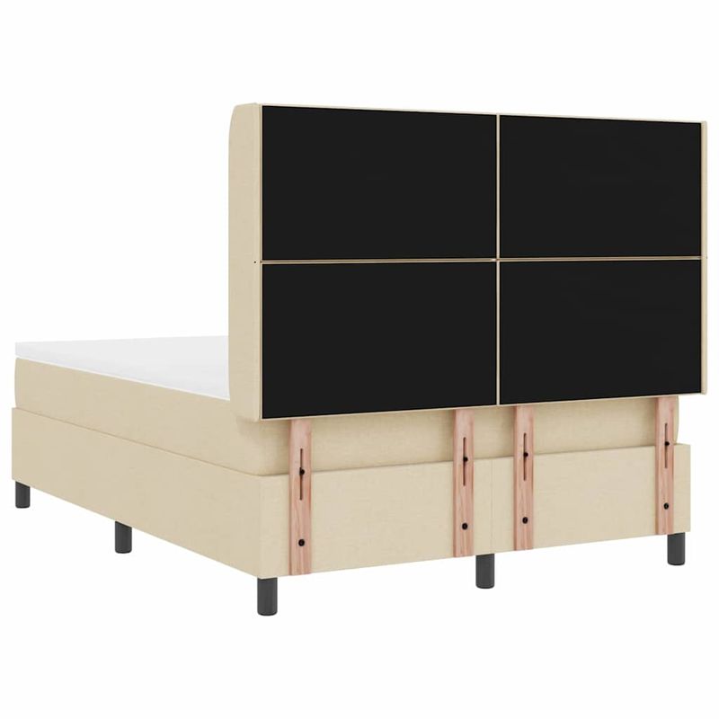 Casa si Gradina - Mobilier - Paturi si accesorii - Paturi - Pat cu arcuri cu lumini cu banda LED cu headboard Crem 140 x 190 cm Tesatura - Infinity.ro