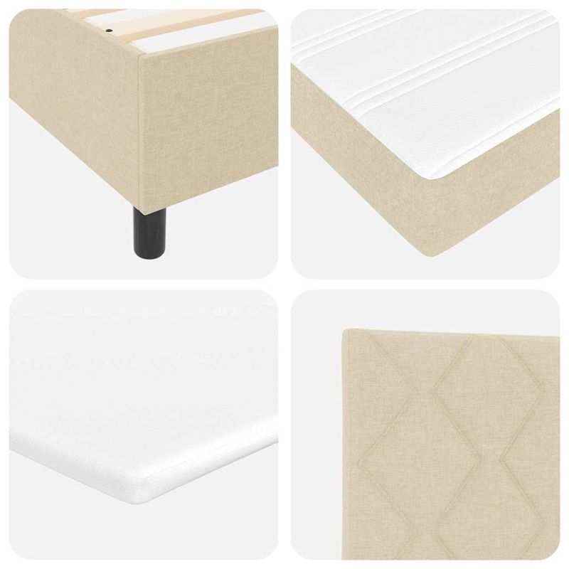 Casa si Gradina - Mobilier - Paturi si accesorii - Paturi - Pat cu arcuri cu lumini cu banda LED cu headboard Crem 140 x 190 cm Tesatura - Infinity.ro