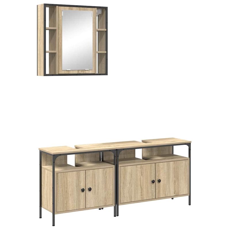 Casa si Gradina - Mobilier - Mobilier baie - Corpuri baie - Set dulap baie cu raft Pe perete 3 pcs Stejar sonoma 80 x 30 x 60 cm - Infinity.ro