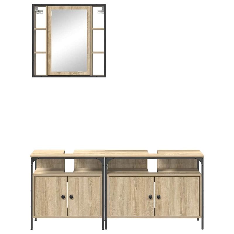 Casa si Gradina - Mobilier - Mobilier baie - Corpuri baie - Set dulap baie cu raft Pe perete 3 pcs Stejar sonoma 80 x 30 x 60 cm - Infinity.ro