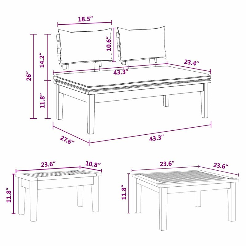 Casa si Gradina - Gradina si terasa - Mobilier exterior - Canapele si fotolii gradina - Set de Banci pentru Gradina 5 pcs Maro si Crem 2 locuri mic - Infinity.ro