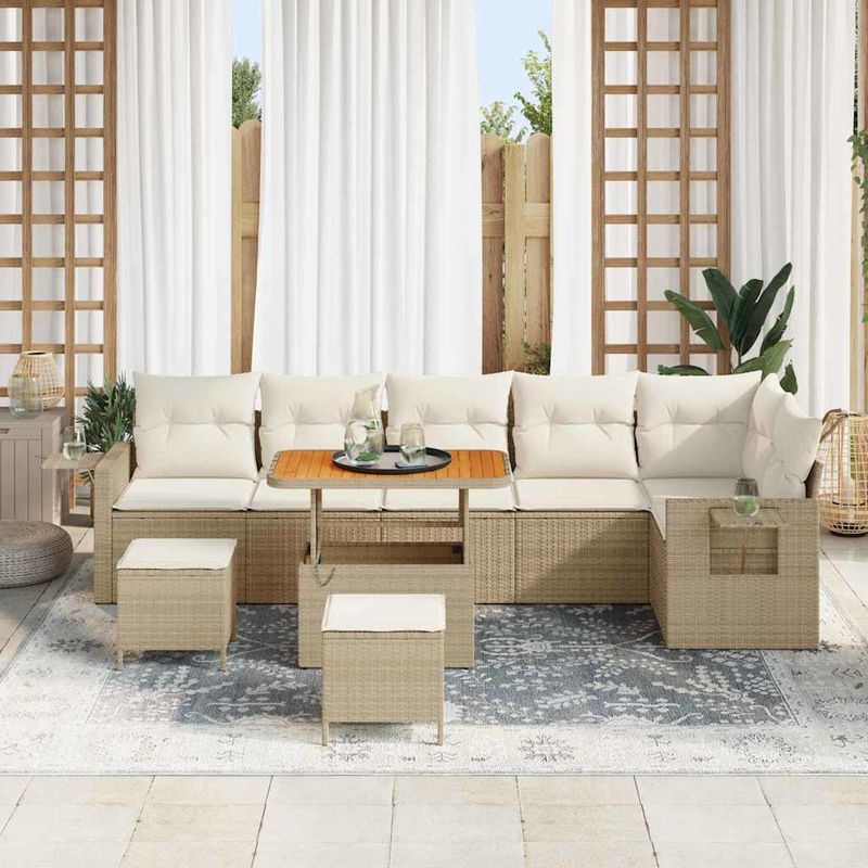 Casa si Gradina - Gradina si terasa - Mobilier exterior - Canapele si fotolii gradina - Set de canapele pentru gradina Bej si crem 289 x 124 x 85 cm - Infinity.ro
