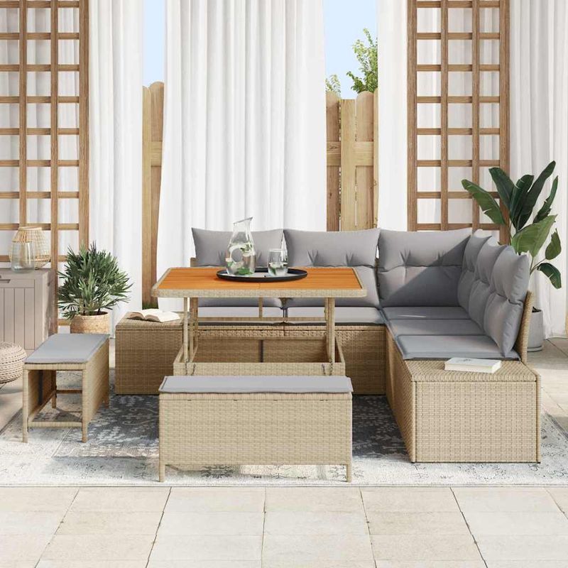 Casa si Gradina - Gradina si terasa - Mobilier exterior - Canapele si fotolii gradina - Set de canapele pentru gradina 8 pcs Bej si gri deschis - Infinity.ro