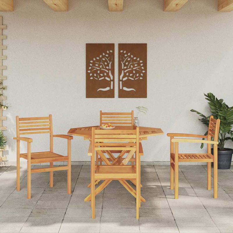 Casa si Gradina - Gradina si terasa - Mobilier exterior - Scaune si sezlonguri gradina - Scaune de gradina stivuibile 4 pcs Maro 55.5 x 55.5 x 90 cm - Infinity.ro