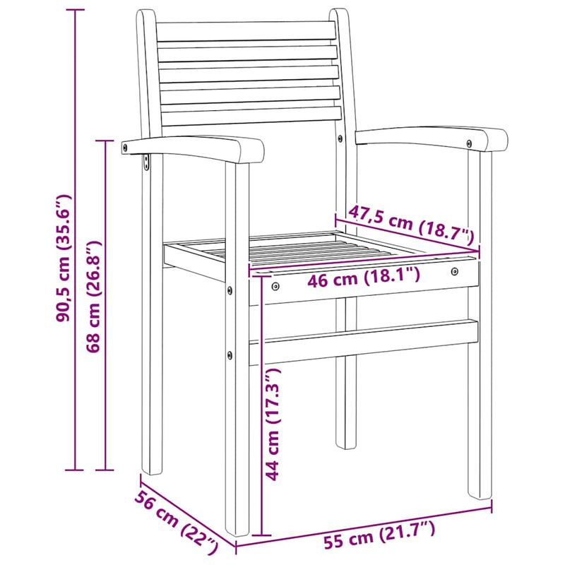Casa si Gradina - Gradina si terasa - Mobilier exterior - Scaune si sezlonguri gradina - Scaune de gradina stivuibile 4 pcs Maro 55.5 x 55.5 x 90 cm - Infinity.ro