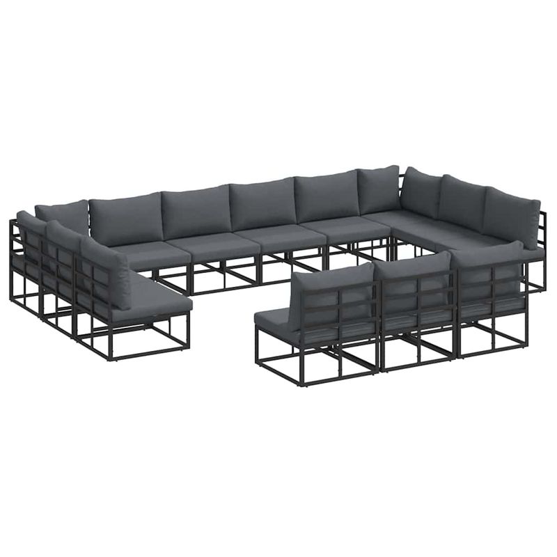 Casa si Gradina - Gradina si terasa - Mobilier exterior - Seturi mobila gradina - Set de canapele pentru gradina cu perna cu perna 13 pcs Negru Aluminiu - Infinity.ro