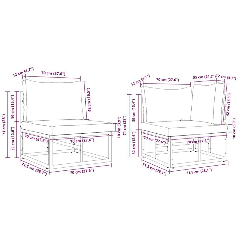 Casa si Gradina - Gradina si terasa - Mobilier exterior - Seturi mobila gradina - Set de canapele pentru gradina cu perna cu perna 13 pcs Negru Aluminiu - Infinity.ro