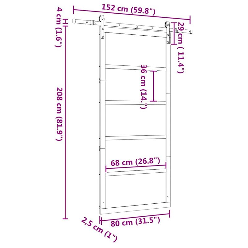 Casa si Gradina - Constructii - Usi interior, exterior si garaj - Usi interior - Usa glisanta Maro 80 x 208 cm Lemn masiv de pin - Infinity.ro