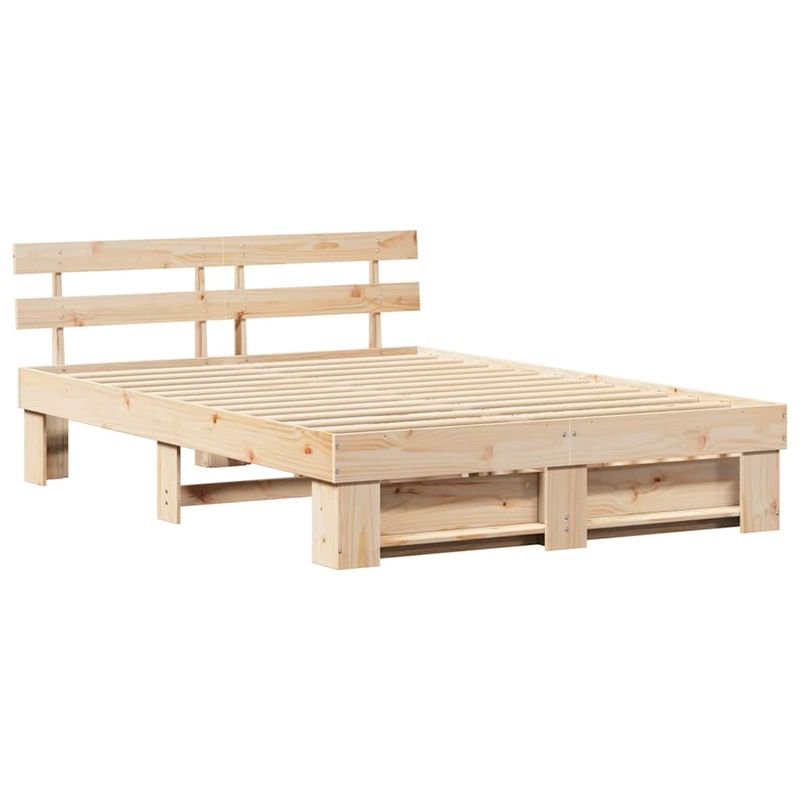 Casa si Gradina - Mobilier - Paturi si accesorii - Paturi - Cadru de pat cu sertar cu headboard cu depozitare Maro 140 x 200 cm Lemn de brad solid - Infinity.ro
