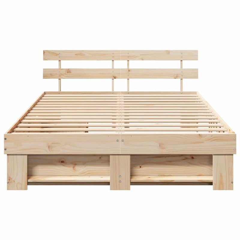 Casa si Gradina - Mobilier - Paturi si accesorii - Paturi - Cadru de pat cu sertar cu headboard cu depozitare Maro 140 x 200 cm Lemn de brad solid - Infinity.ro