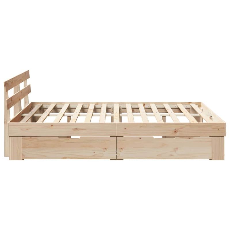 Casa si Gradina - Mobilier - Paturi si accesorii - Paturi - Cadru de pat cu sertar cu headboard cu depozitare Maro 140 x 200 cm Lemn de brad solid - Infinity.ro