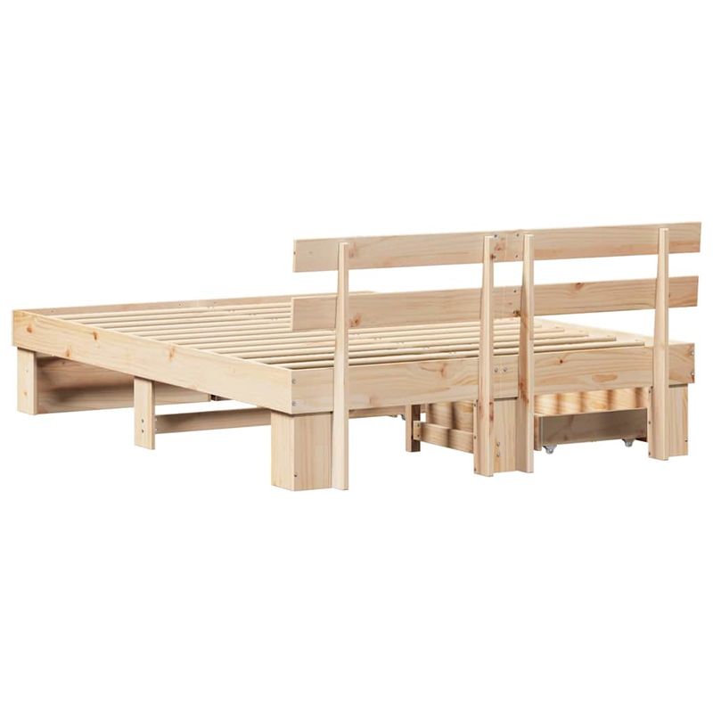 Casa si Gradina - Mobilier - Paturi si accesorii - Paturi - Cadru de pat cu sertar cu headboard cu depozitare Maro 140 x 200 cm Lemn de brad solid - Infinity.ro