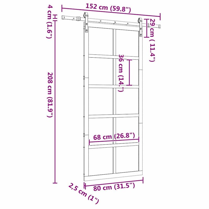 Casa si Gradina - Constructii - Usi interior, exterior si garaj - Usi garaj - Usa glisanta Maro 80 x 208 cm Lemn masiv de pin - Infinity.ro