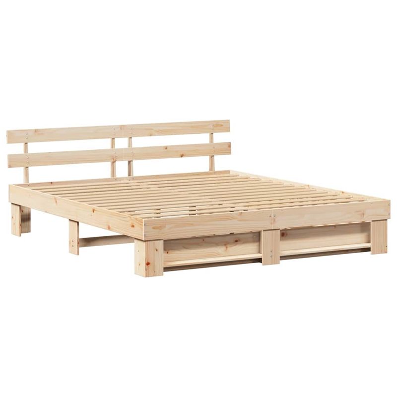 Casa si Gradina - Mobilier - Paturi si accesorii - Paturi - Cadru de pat cu sertar cu headboard cu depozitare Maro 200 x 200 cm Lemn de brad solid - Infinity.ro