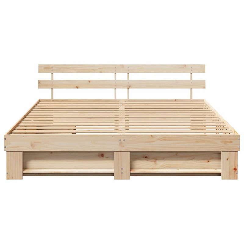 Casa si Gradina - Mobilier - Paturi si accesorii - Paturi - Cadru de pat cu sertar cu headboard cu depozitare Maro 200 x 200 cm Lemn de brad solid - Infinity.ro