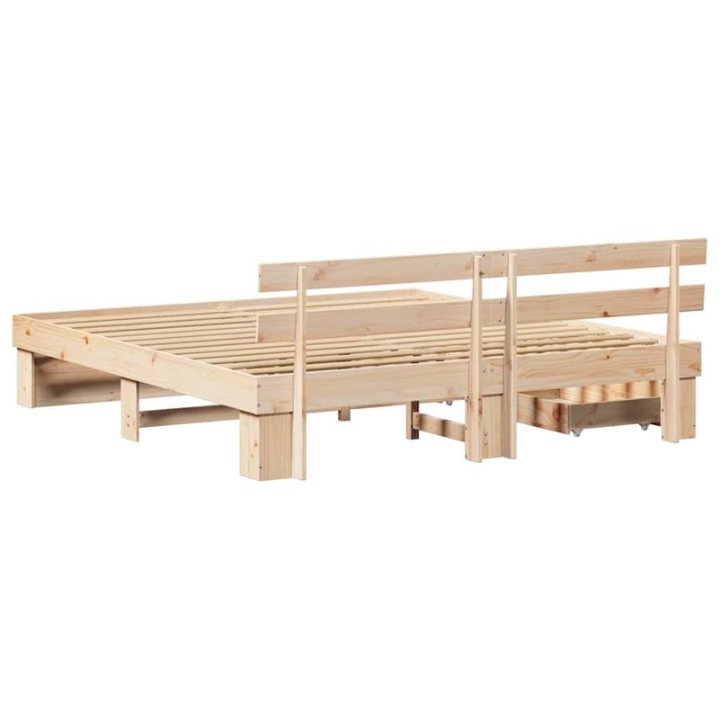 Casa si Gradina - Mobilier - Paturi si accesorii - Paturi - Cadru de pat cu sertar cu headboard cu depozitare Maro 200 x 200 cm Lemn de brad solid - Infinity.ro