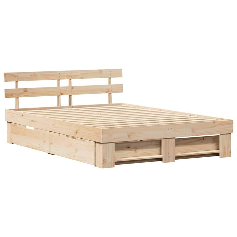 Casa si Gradina - Mobilier - Paturi si accesorii - Paturi - Cadru de pat cu sertar cu headboard cu depozitare Maro 150 x 200 cm Lemn de brad solid - Infinity.ro