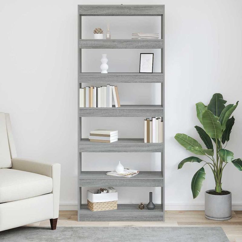 Casa si Gradina - Mobilier - Biblioteci si rafturi - Biblioteci - Biblioteca cu raft Altele sonoma gri 80 x 30 x 198 cm Lemn compozit - Infinity.ro