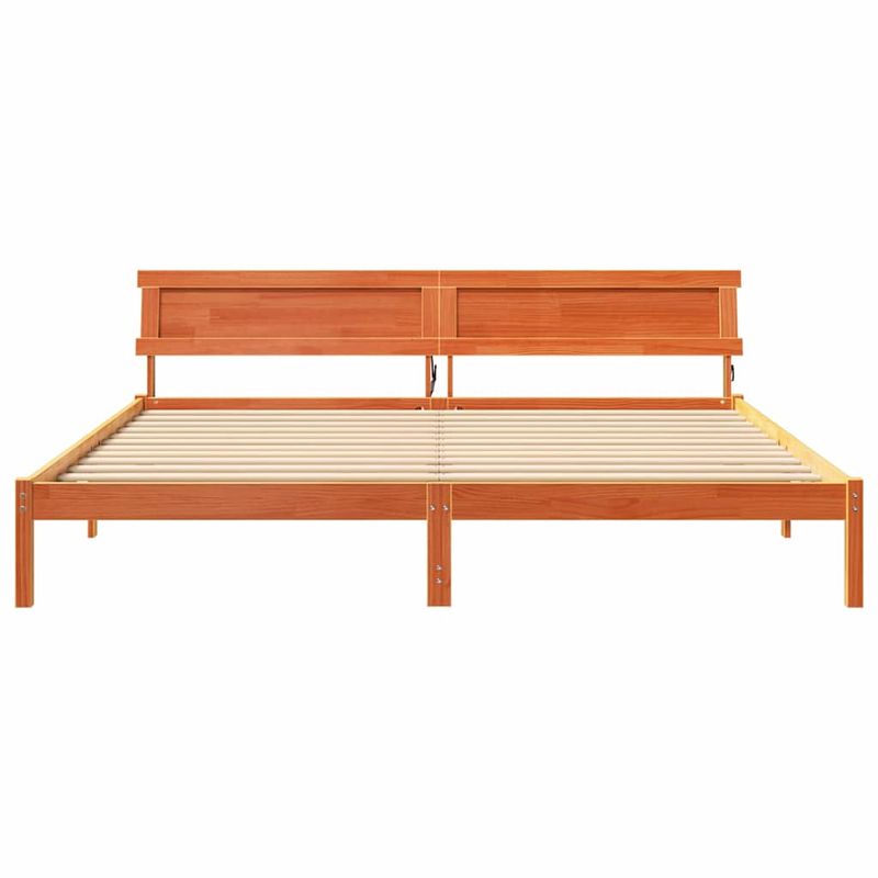 Casa si Gradina - Mobilier - Paturi si accesorii - Paturi - Cadru de pat cu lumini cu banda LED cu headboard Maro 200 x 200 cm lemn - Infinity.ro