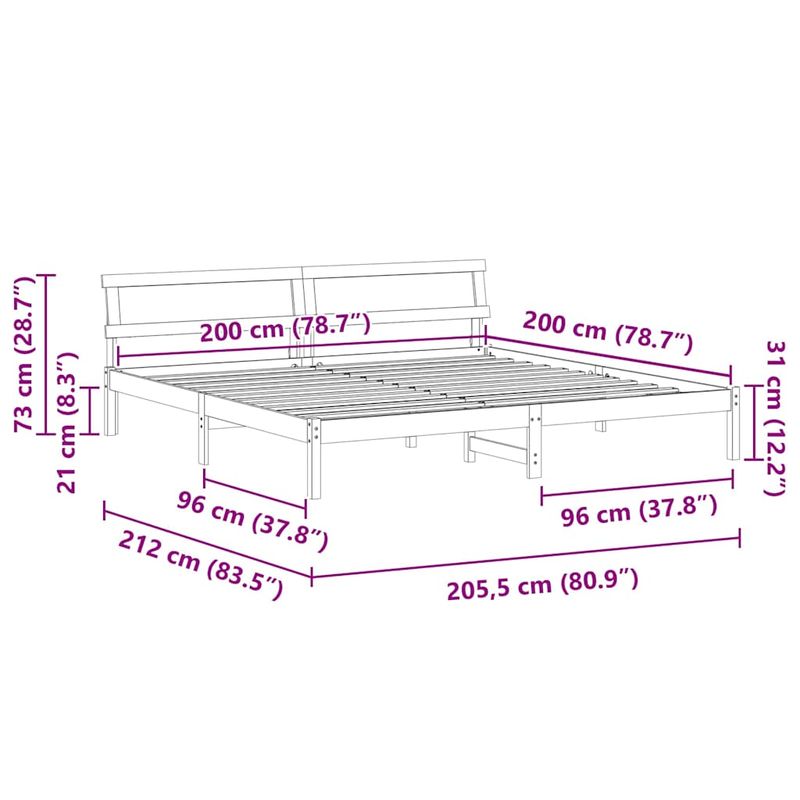 Casa si Gradina - Mobilier - Paturi si accesorii - Paturi - Cadru de pat cu lumini cu banda LED cu headboard Maro 200 x 200 cm lemn - Infinity.ro
