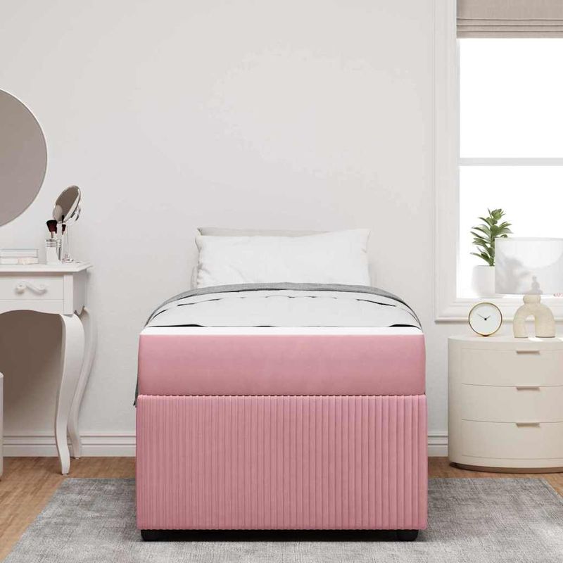Casa si Gradina - Mobilier - Paturi si accesorii - Paturi - Cadru de pat cu saltea Altele Roz 90 x 190 cm Catifea - Infinity.ro