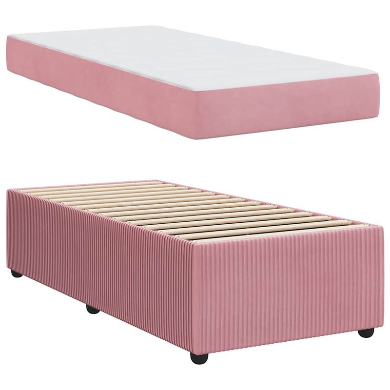 Casa si Gradina - Mobilier - Paturi si accesorii - Paturi - Cadru de pat cu saltea Altele Roz 90 x 190 cm Catifea - Infinity.ro